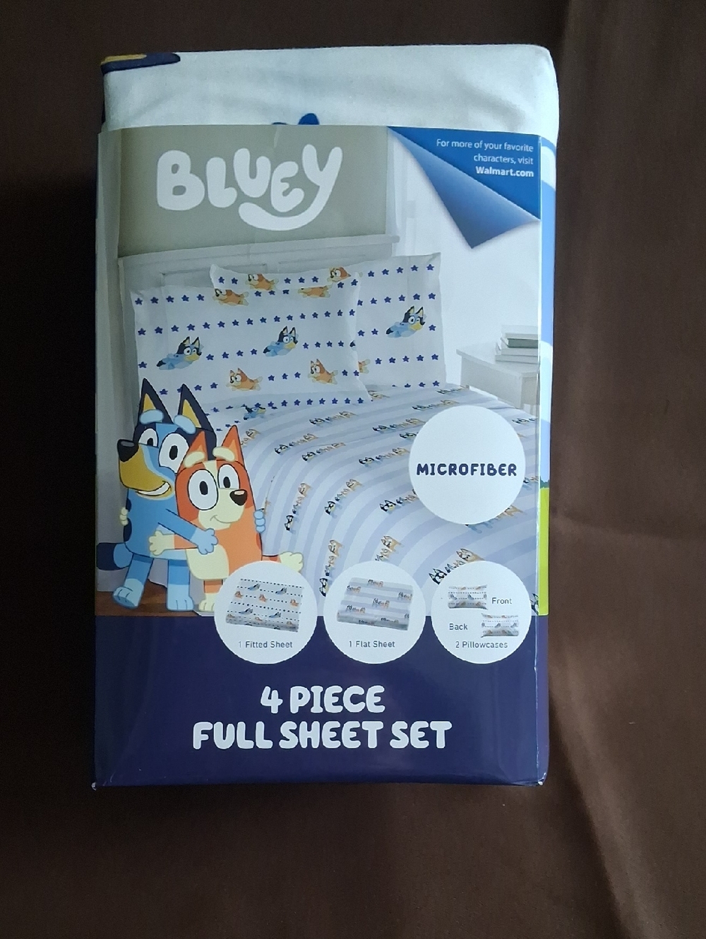 Microfiber 4-Piece Full Sheet Set - White/Blue